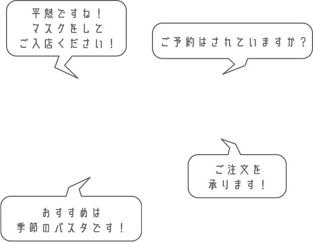 飲食店用アプリにおけるロボットの会話例